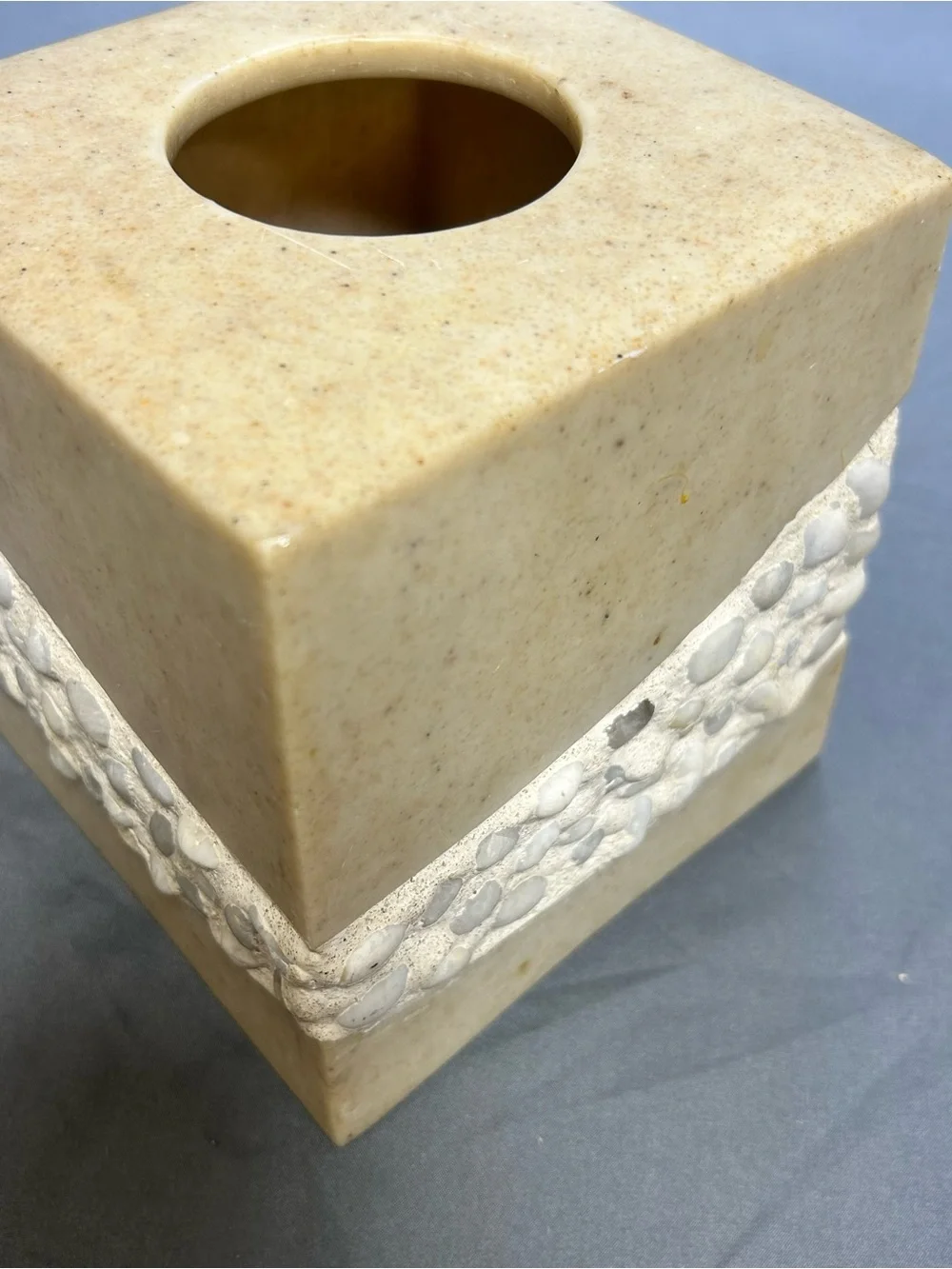 Veratex Really Stone Beige Square Tissue Box Cover Heavy Natural Bathroom Decor
